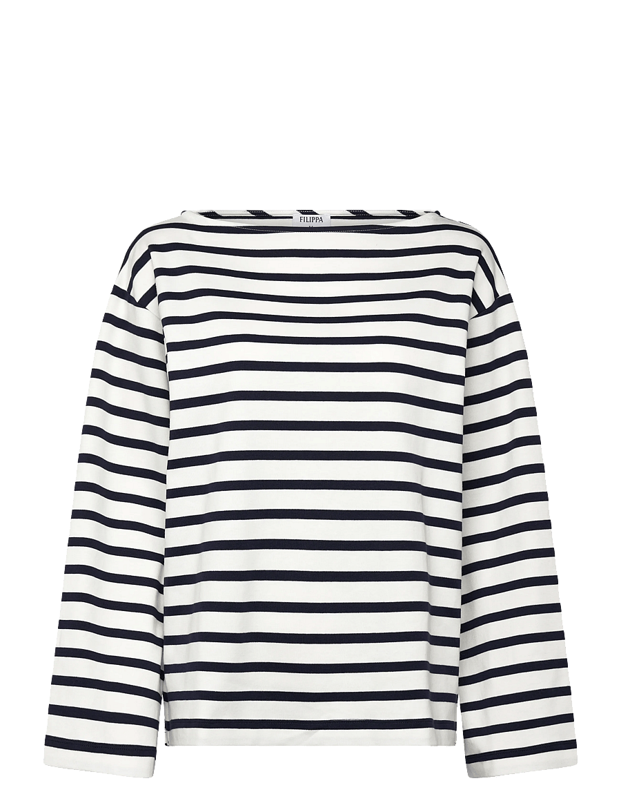 Filippa K - Cotton Mariner Top - langærmede toppe - white/navy - 1