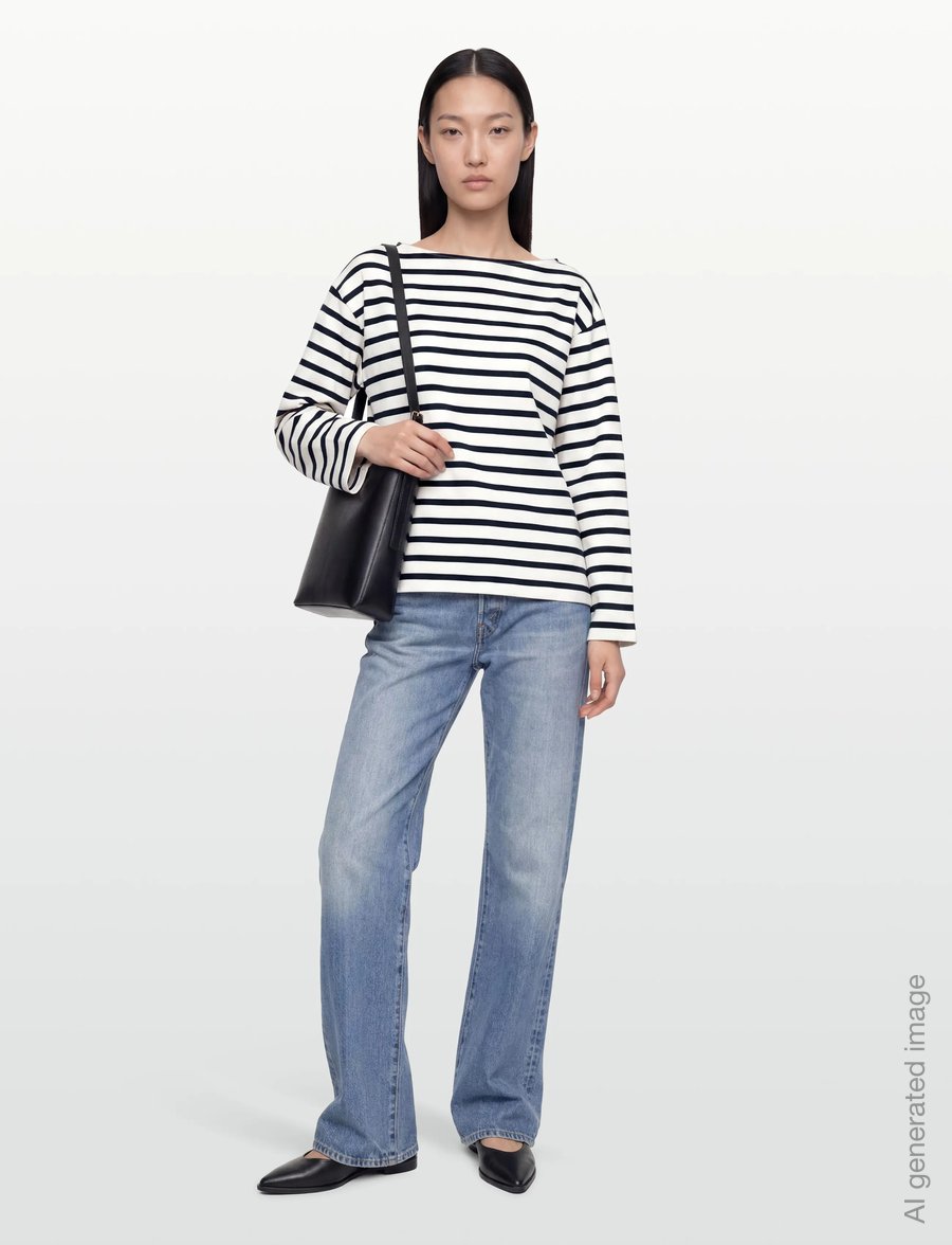 Filippa K - Cotton Mariner Top - langærmede toppe - white/navy - 0