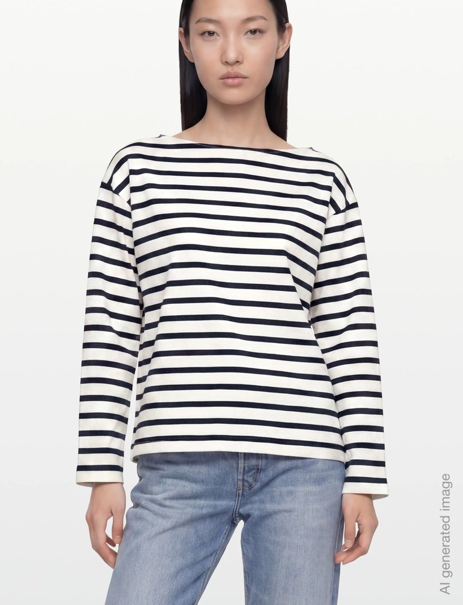 Filippa K - Cotton Mariner Top - langærmede toppe - white/navy - 3