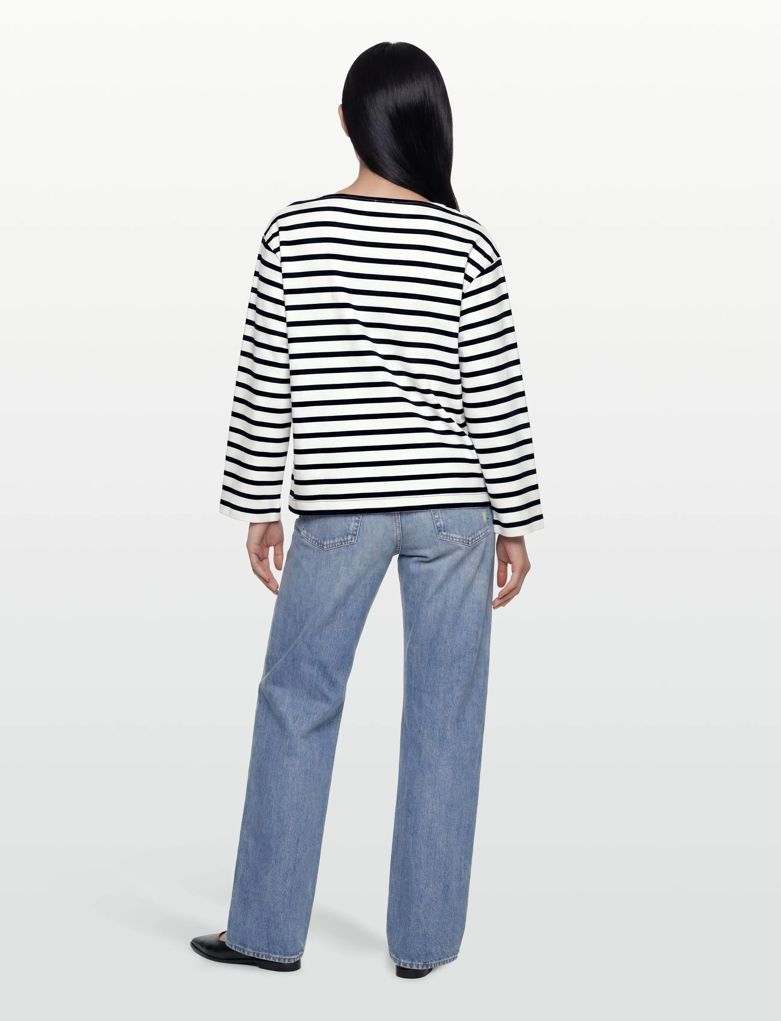 Filippa K - Cotton Mariner Top - langärmlige tops - white/navy - 4