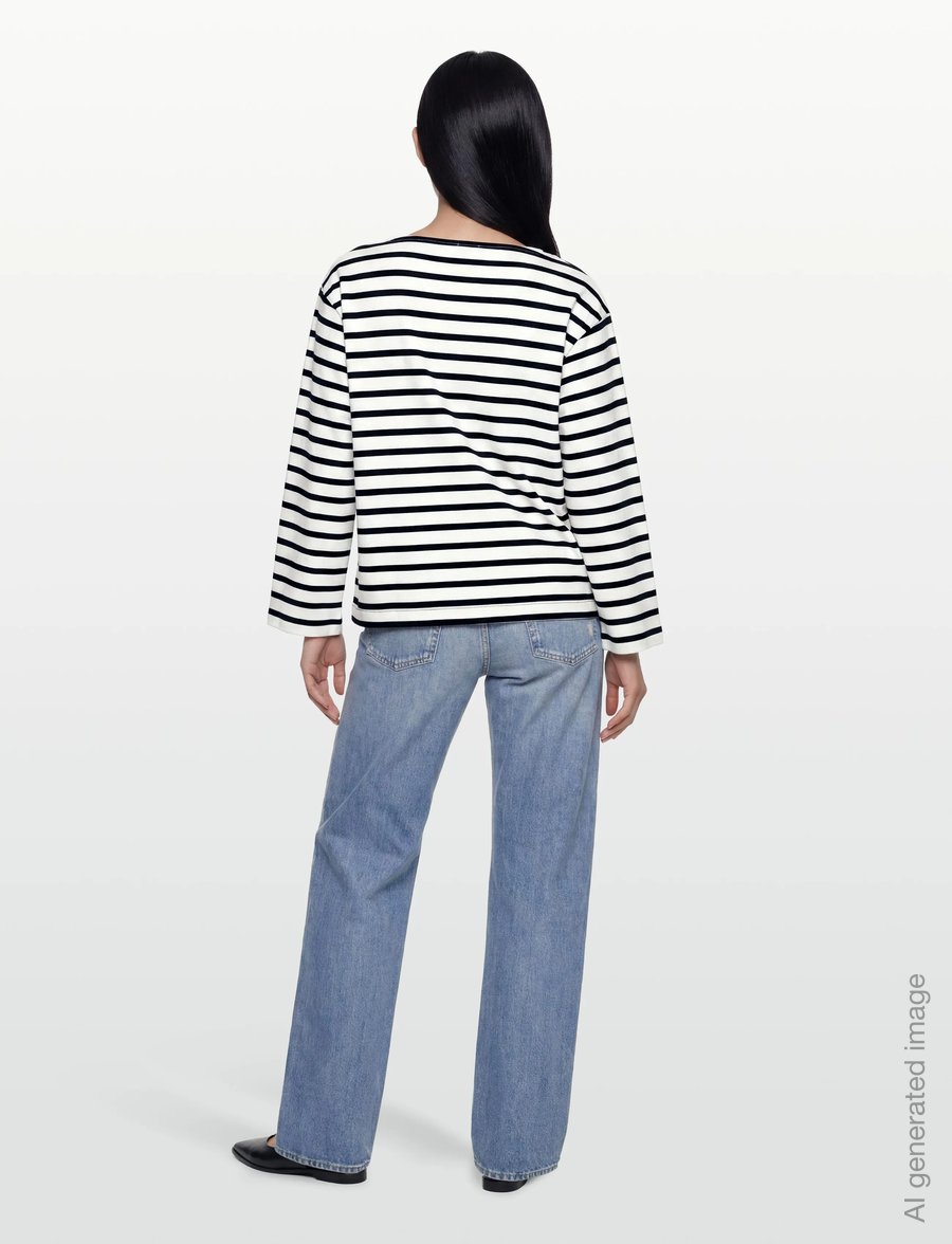 Filippa K - Cotton Mariner Top - langærmede toppe - white/navy - 4