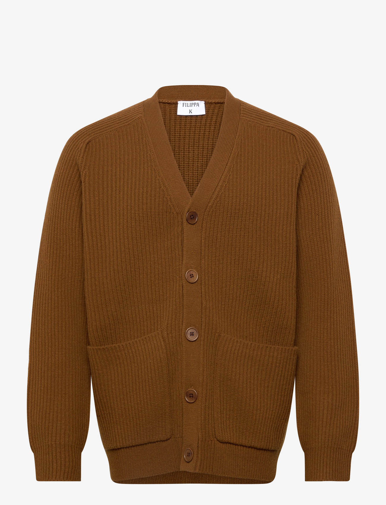Filippa K - Chunky Ribbed Wool Cardigan - cardigans - copper brown - 0