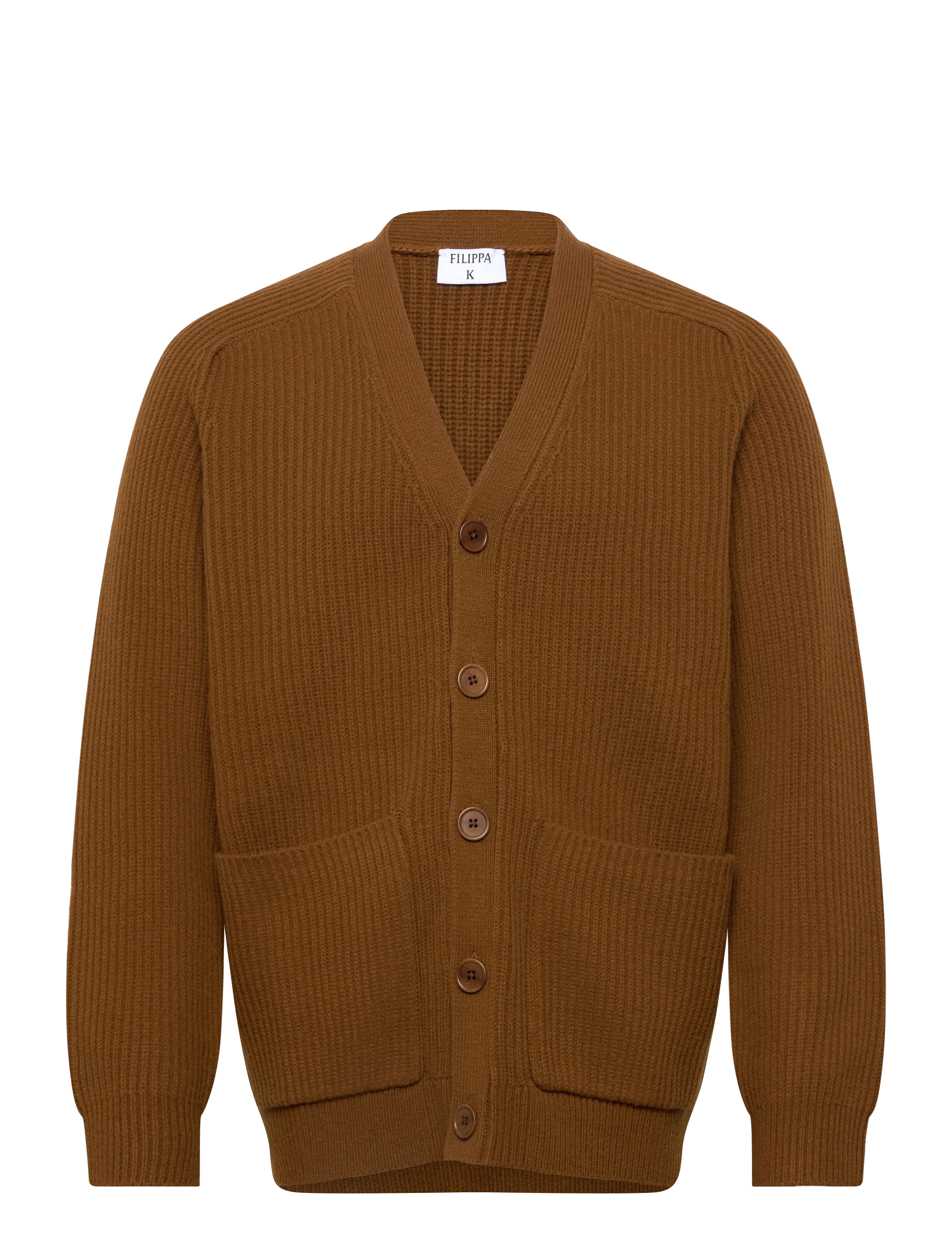 Filippa K Chunky Ribbed Wool Cardigan - Uus - COPPER BROWN / brown