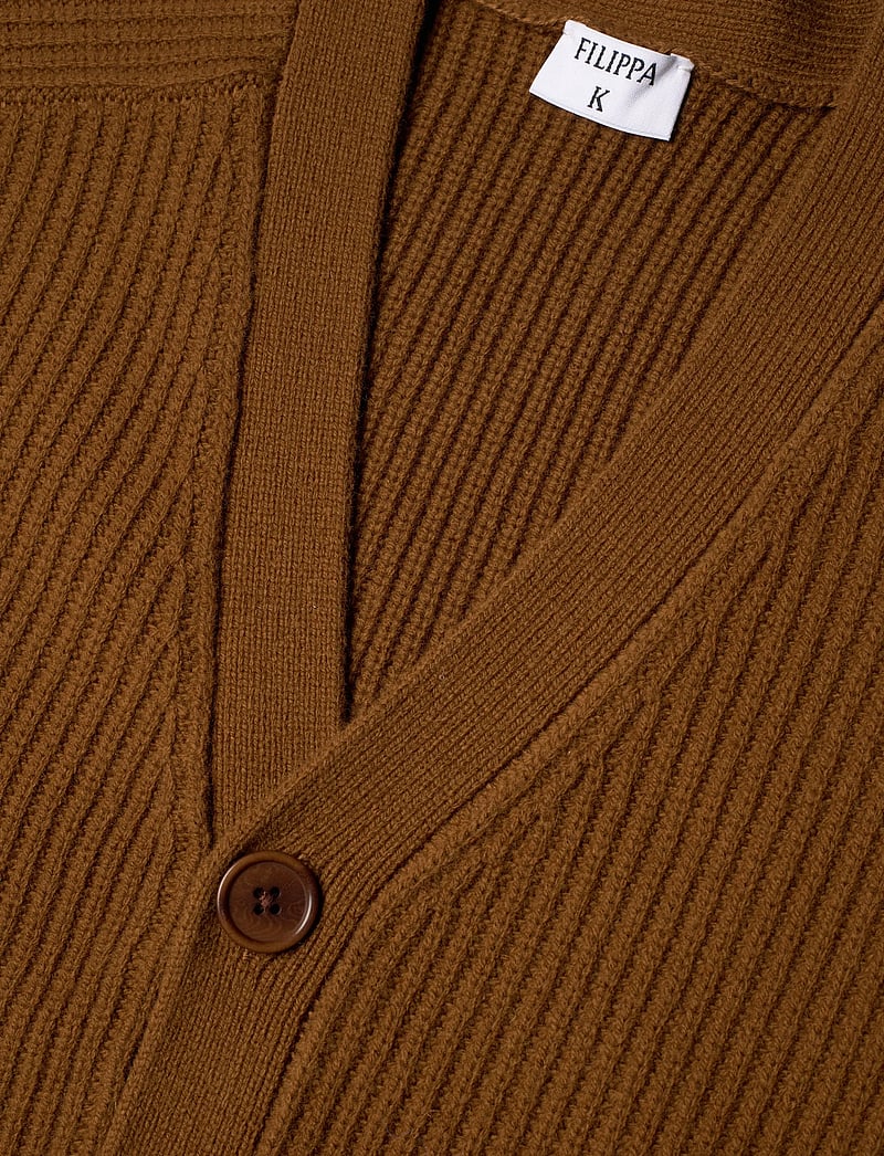 Filippa K - Chunky Ribbed Wool Cardigan - cardigans - copper brown - 2