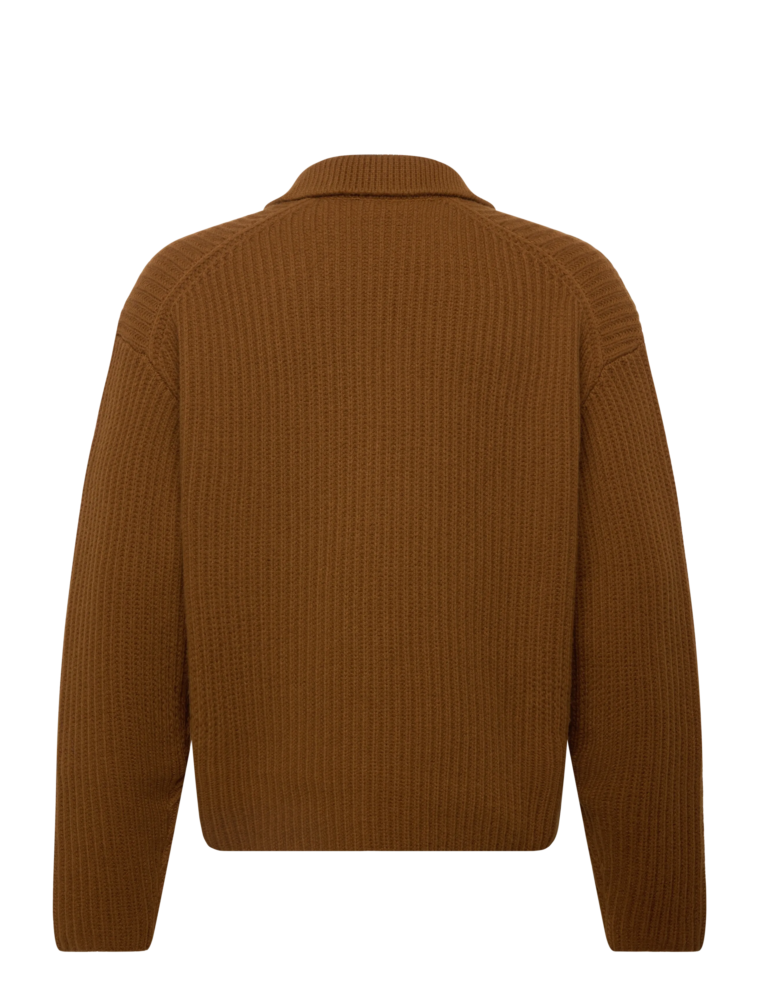 Filippa K - Chunky Ribbed Wool Polo - poloer i strik med lange ærmer - copper brown - 1