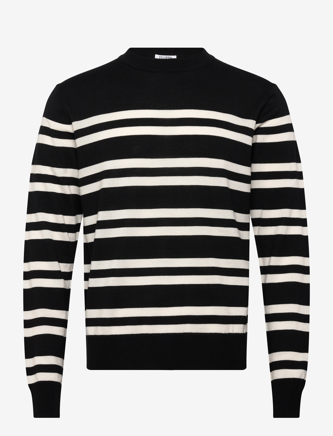 Filippa K - Striped Merino Sweater - rundhalsad - black/white - 0