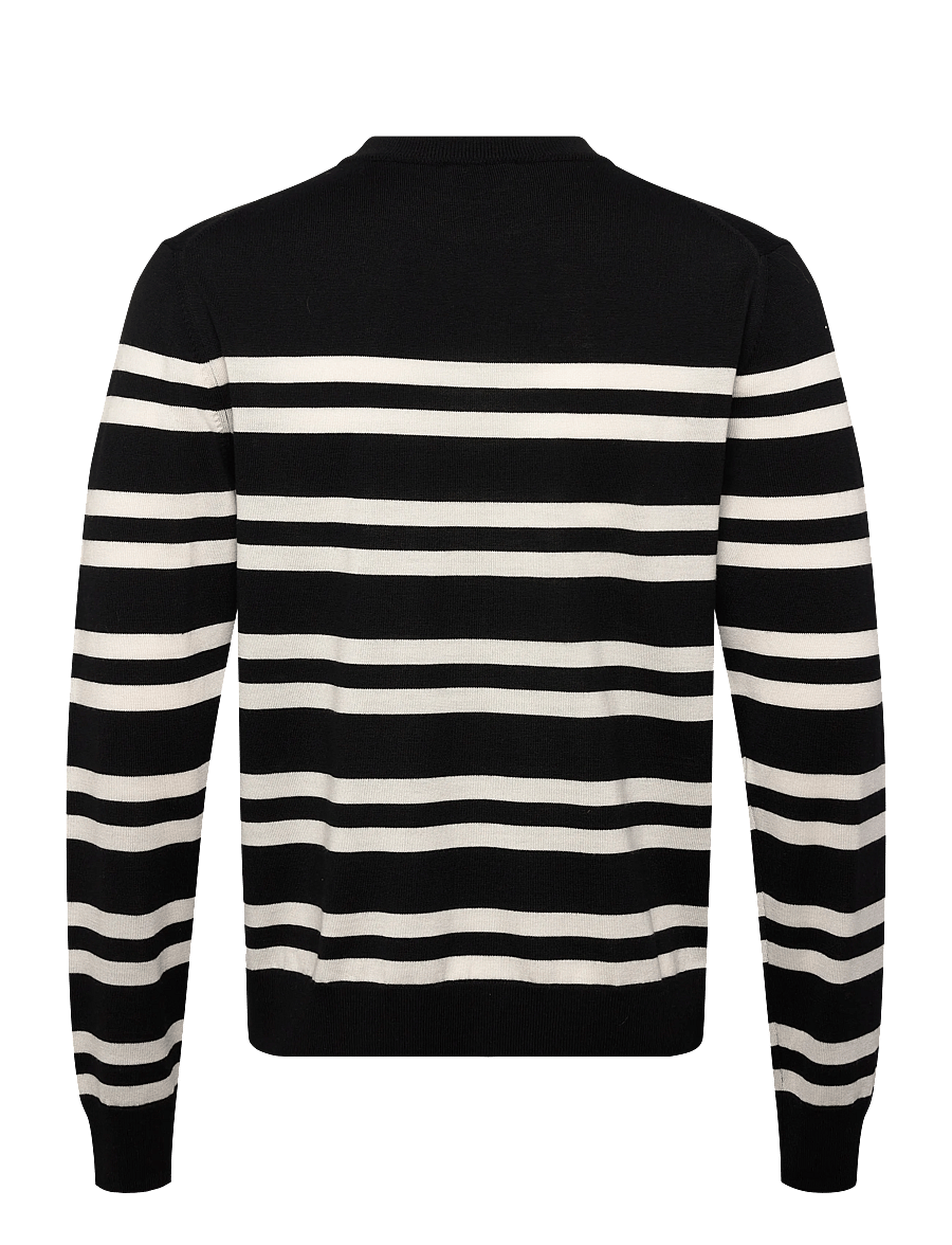 Filippa K - Striped Merino Sweater - knitted round necks - black/white - 2
