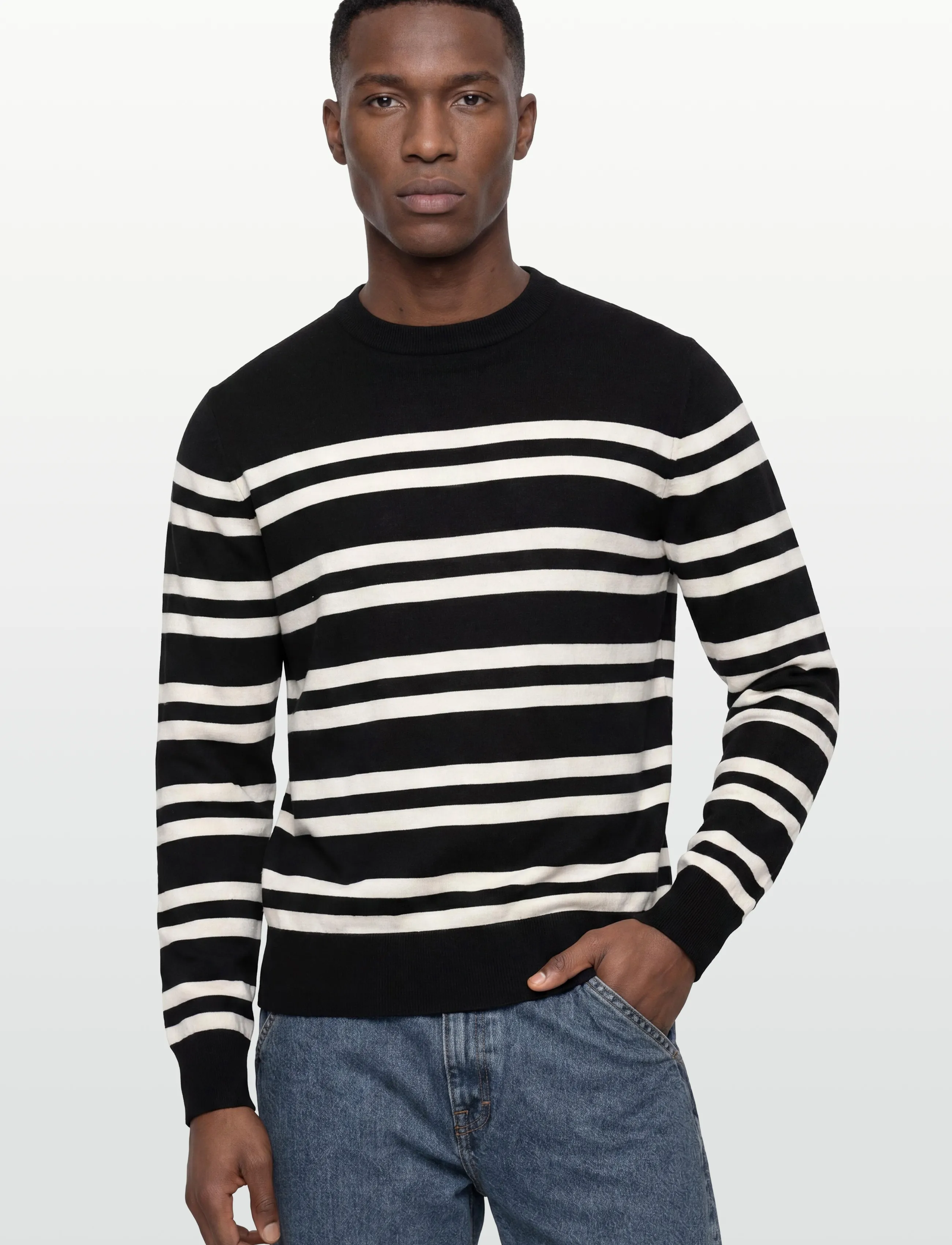 Filippa K - Striped Merino Sweater - rund hals - black/white - 3