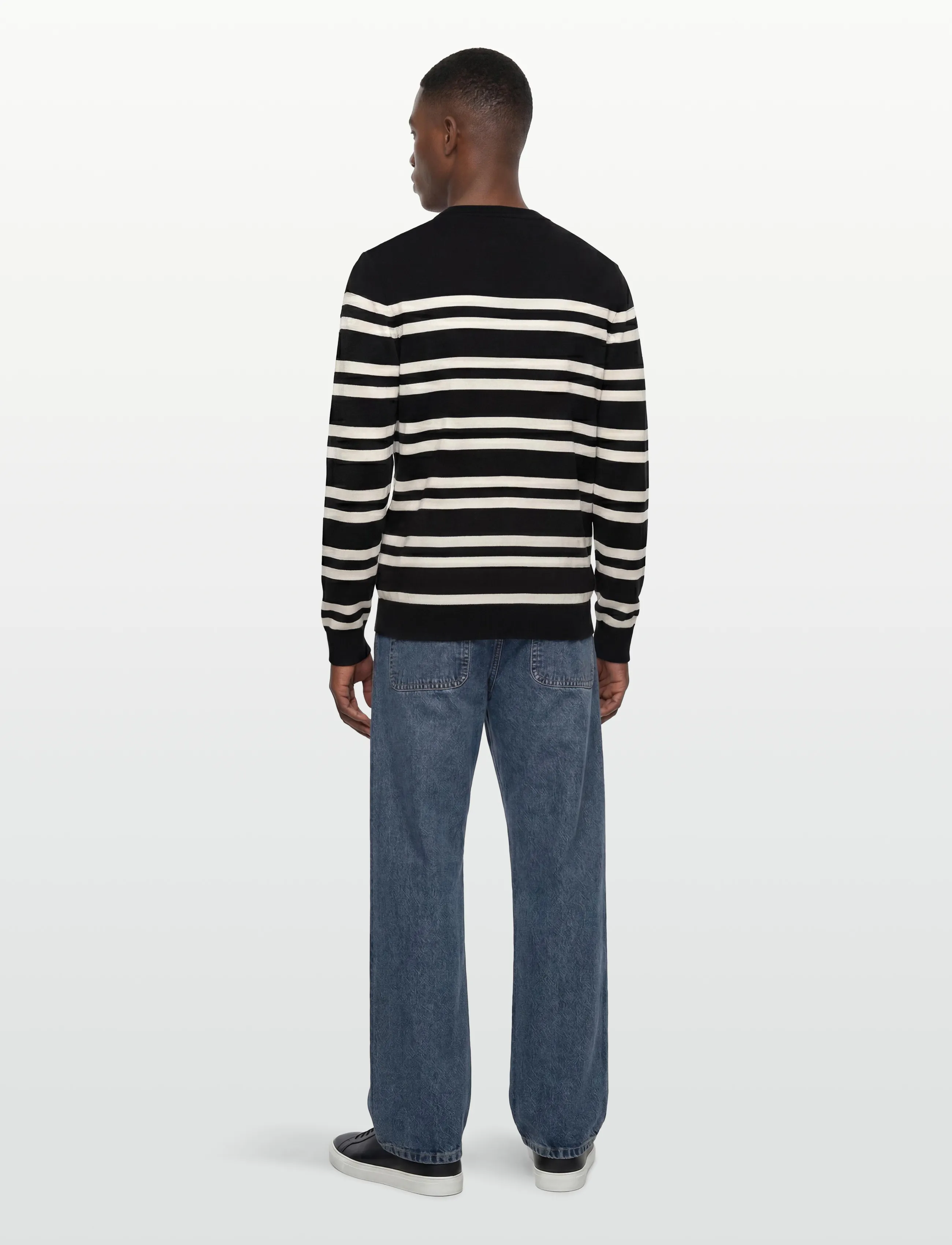Filippa K - Striped Merino Sweater - rund hals - black/white - 4