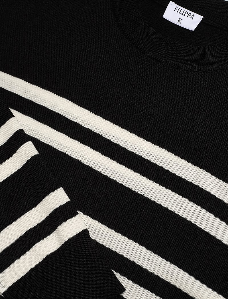 Filippa K - Striped Merino Sweater - rundhalsad - black/white - 2