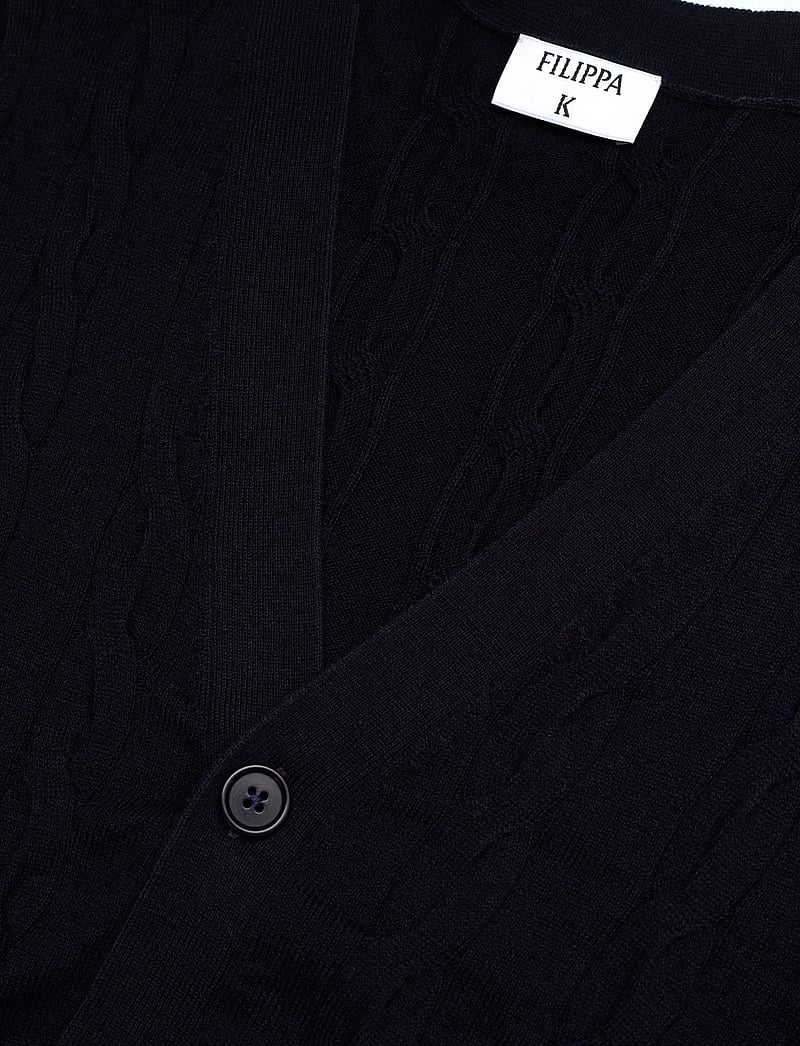 Filippa K - Braided Cotton Merino Cardigan - cardigans - navy - 2