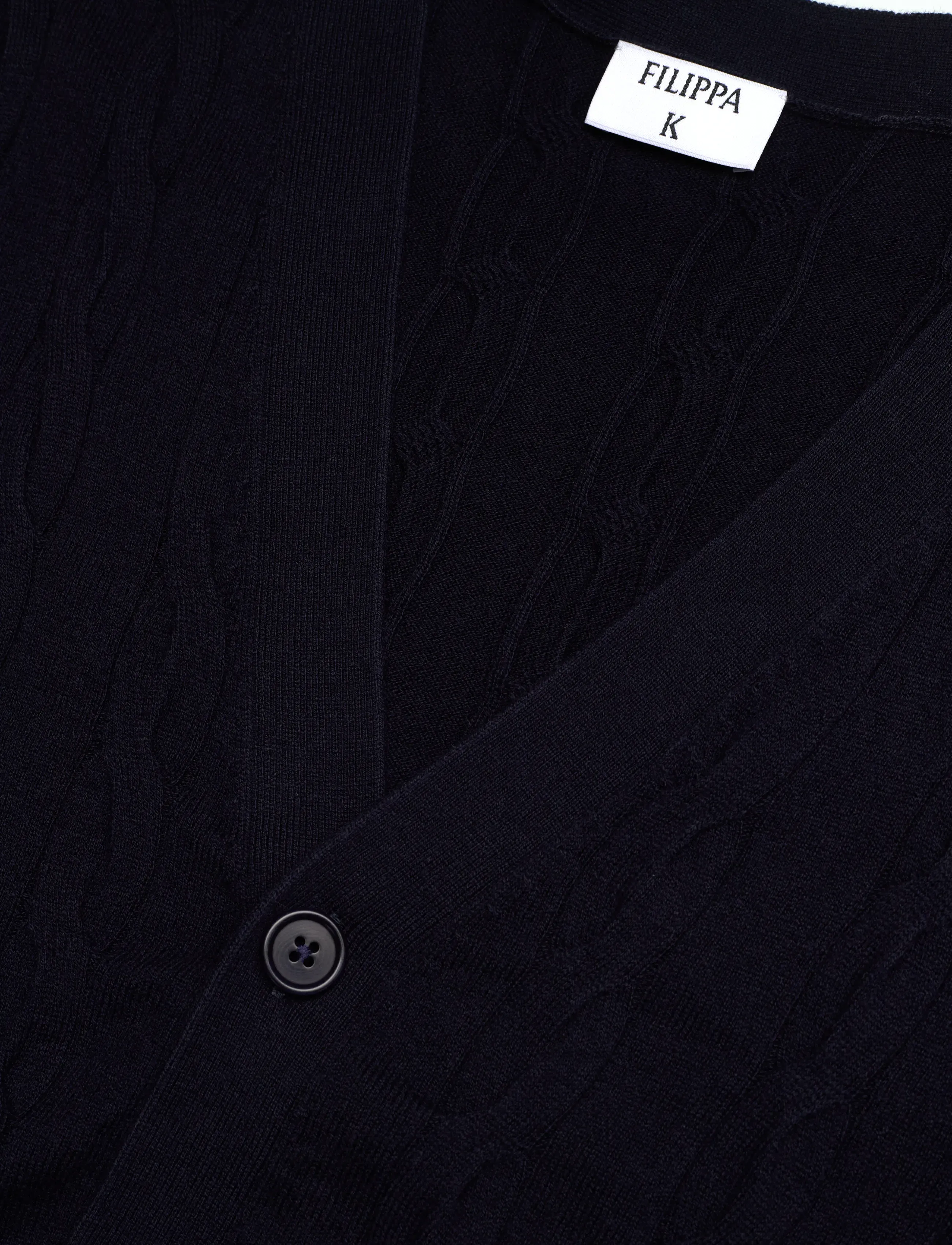 Filippa K - Braided Cotton Merino Cardigan - cardigans - navy - 5