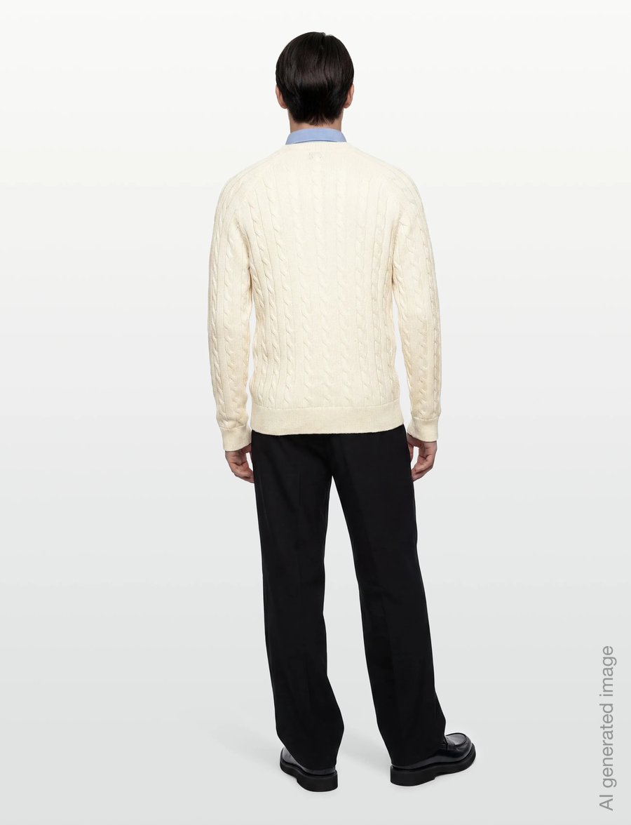 Filippa K - Braided Cotton V-Neck Sweater - v-ausschnitt - calico white - 4