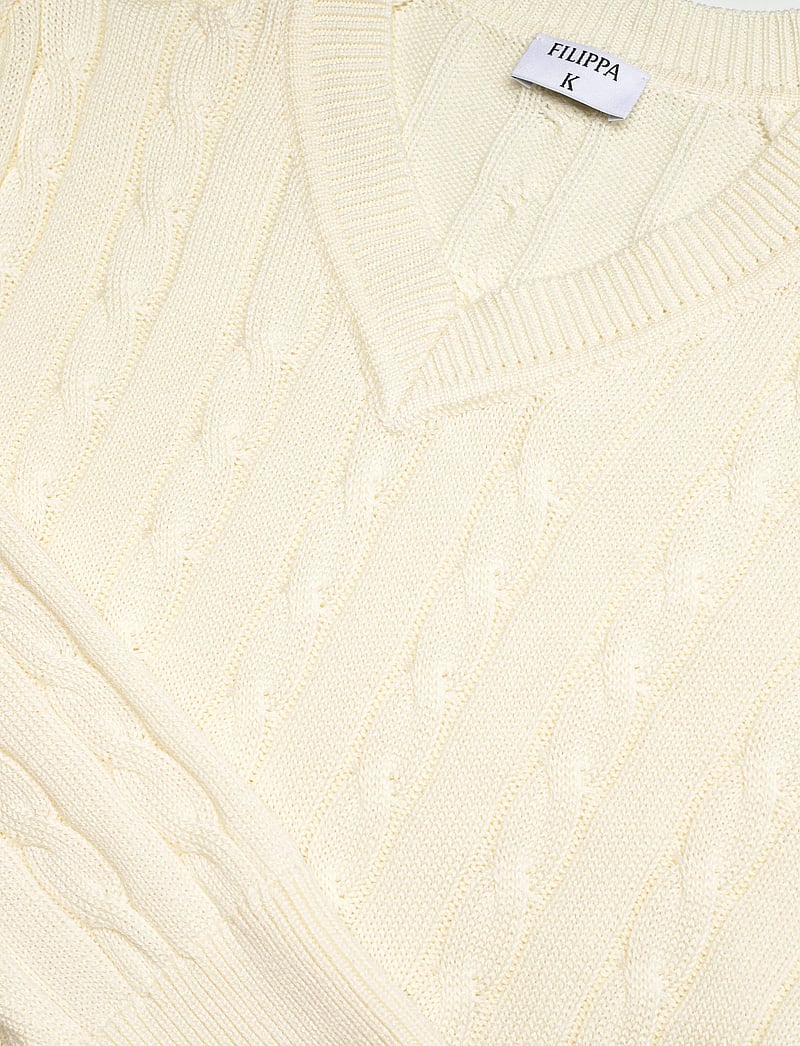 Filippa K - Braided Cotton V-Neck Sweater - v-ausschnitt - calico white - 5