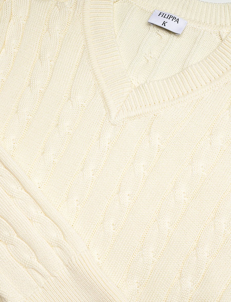 Filippa K - Braided Cotton V-Neck Sweater - v-ausschnitt - calico white - 5