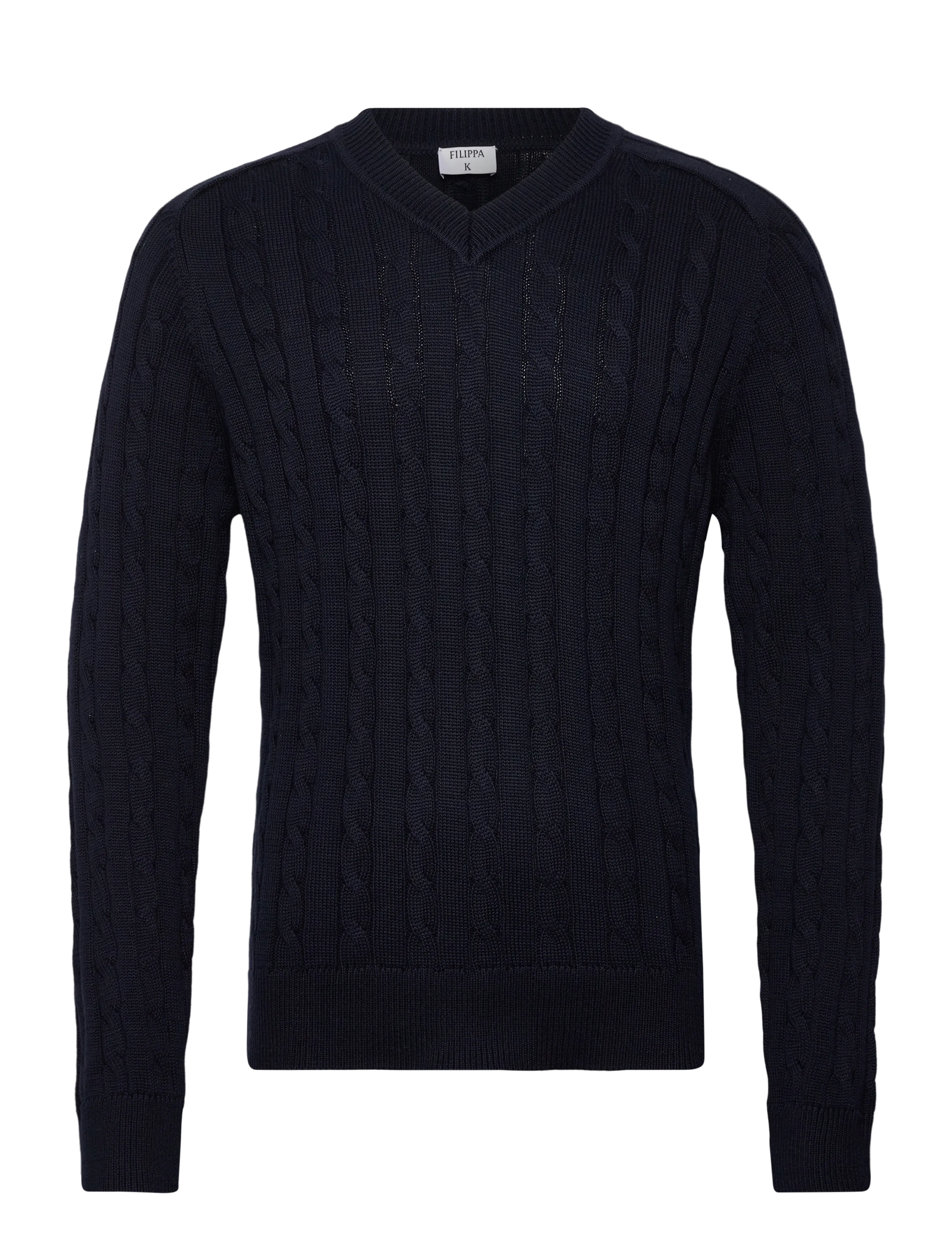Filippa K Braided Cotton V-Neck Sweater - Kleidung - NAVY / navy