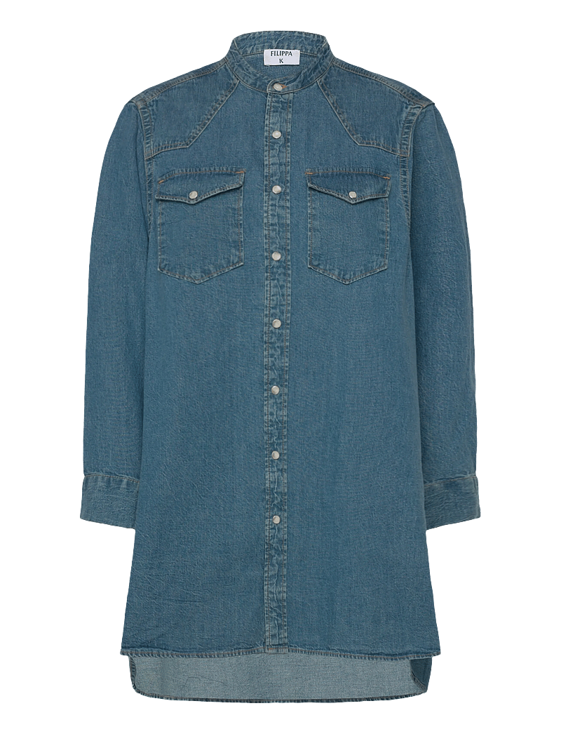 Filippa K - Western Denim Shirt Dress - skjortklänningar - washed mid blue - 0