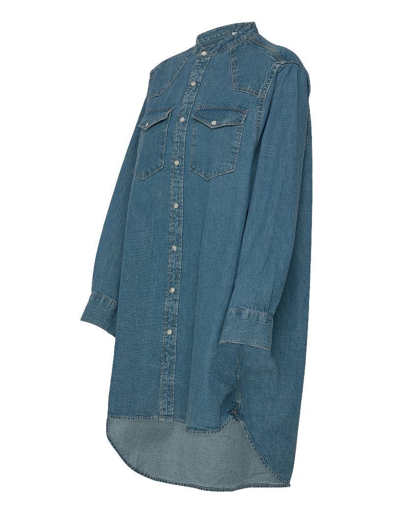 Filippa K - Western Denim Shirt Dress - skjortklänningar - washed mid blue - 2