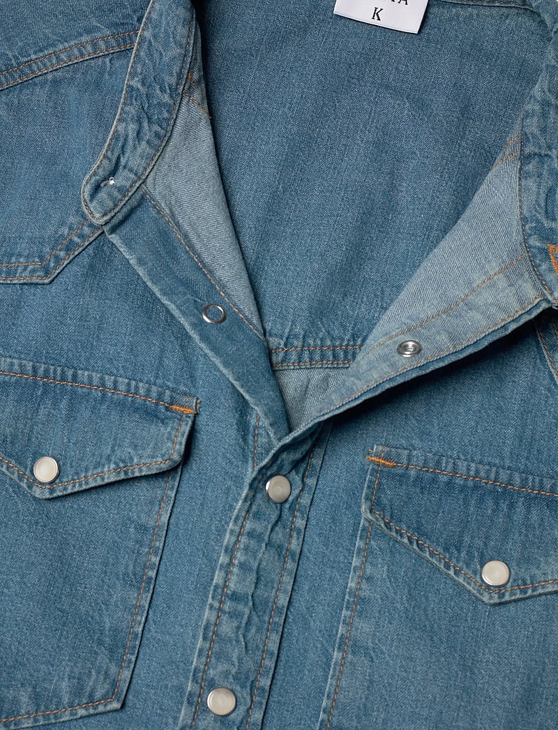 Filippa K - Western Denim Shirt Dress - skjortklänningar - washed mid blue - 4