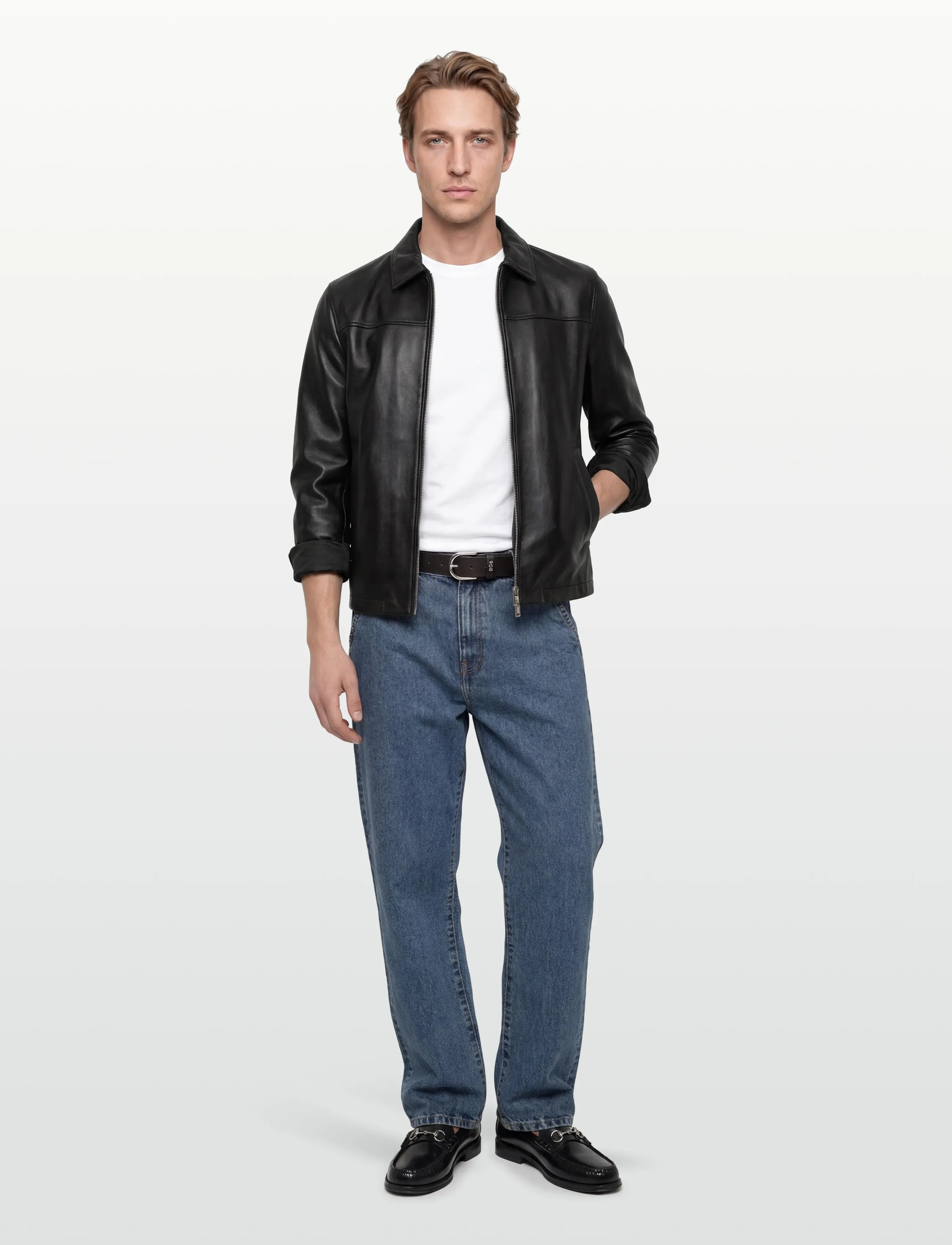 Filippa K Leather Coach Jacket - Spring jackets - BLACK / black