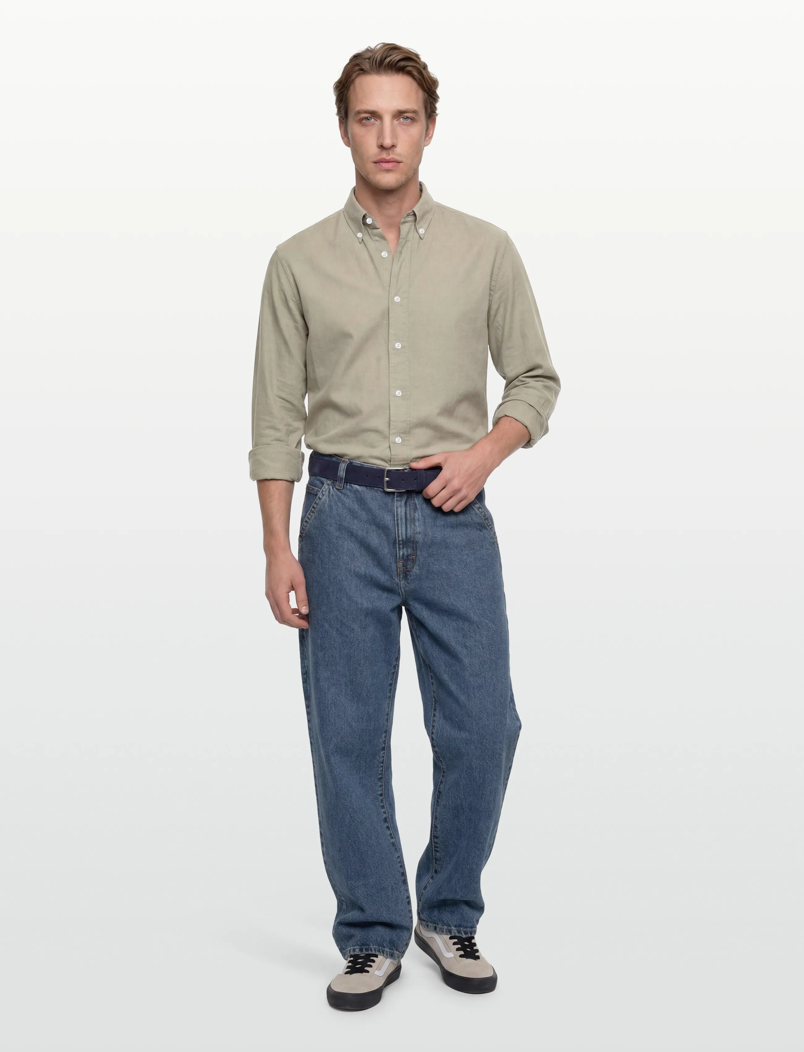 Filippa K Relaxed Cotton Linen Shirt - Tøj - LIGHT GREEN / khaki/green