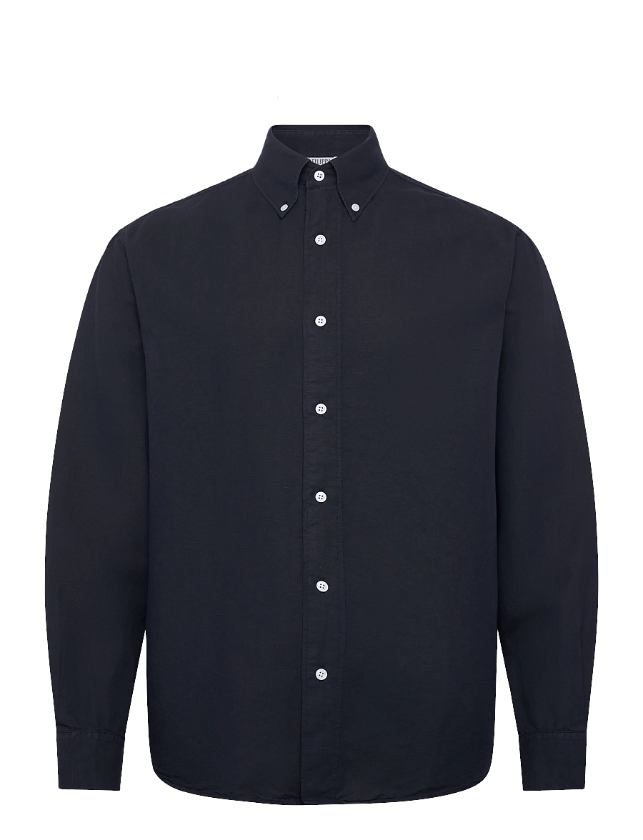 Filippa K - Relaxed Cotton Linen Shirt - basic shirts - navy - 1