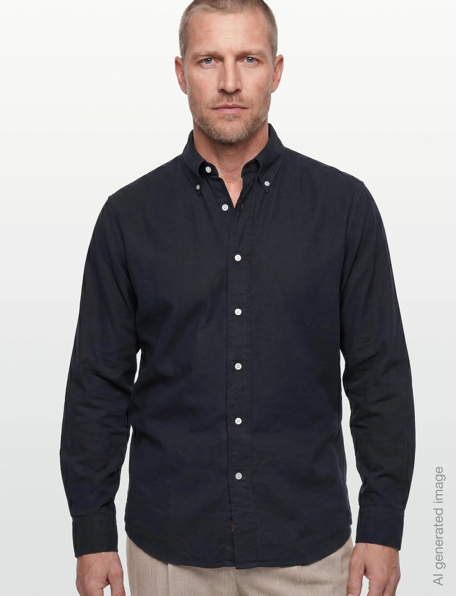 Filippa K - Relaxed Cotton Linen Shirt - basic shirts - navy - 3