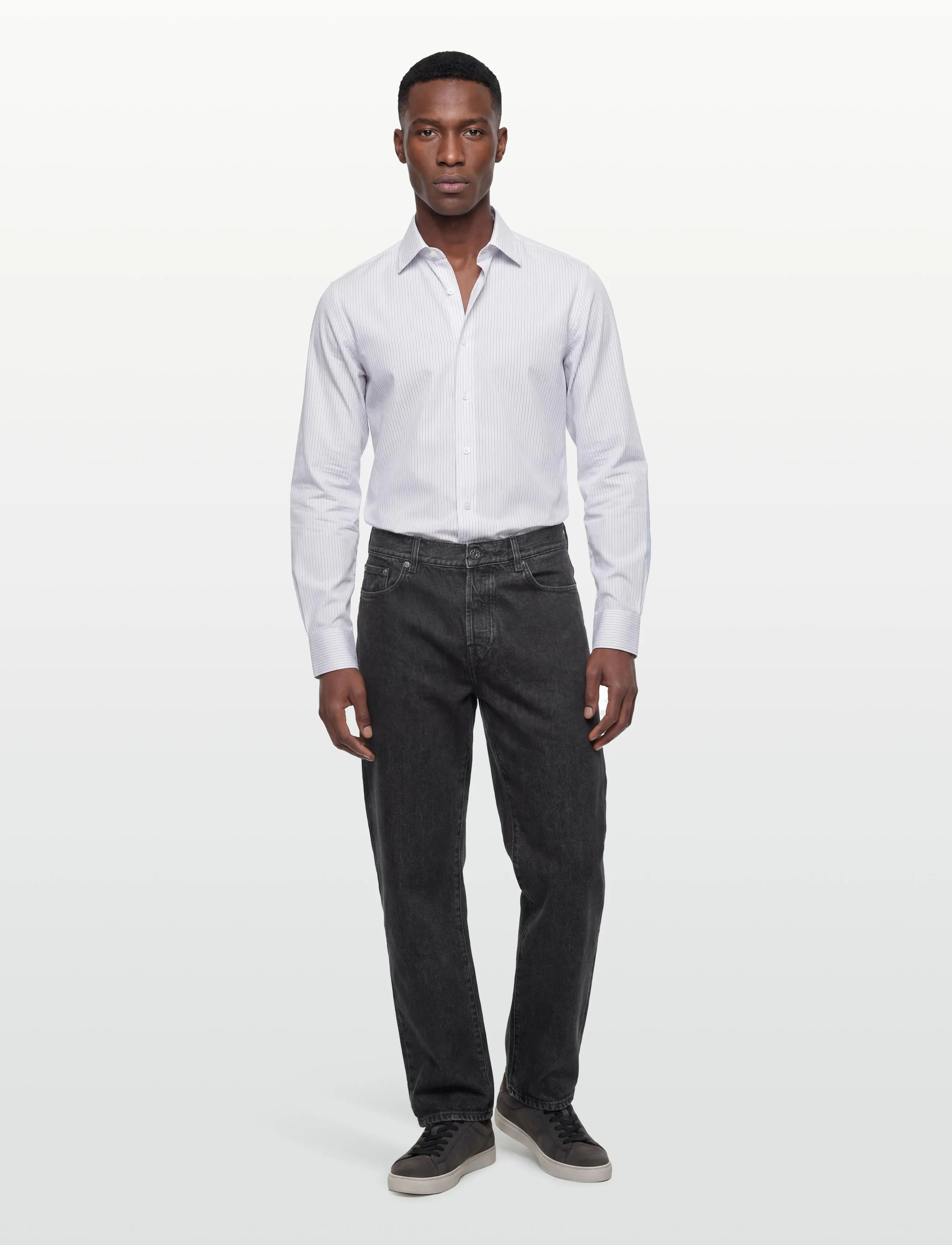 Filippa K Cotton Poplin Striped Shirt - Clothing - WHITE/ BLACK PINSTRIPE / white