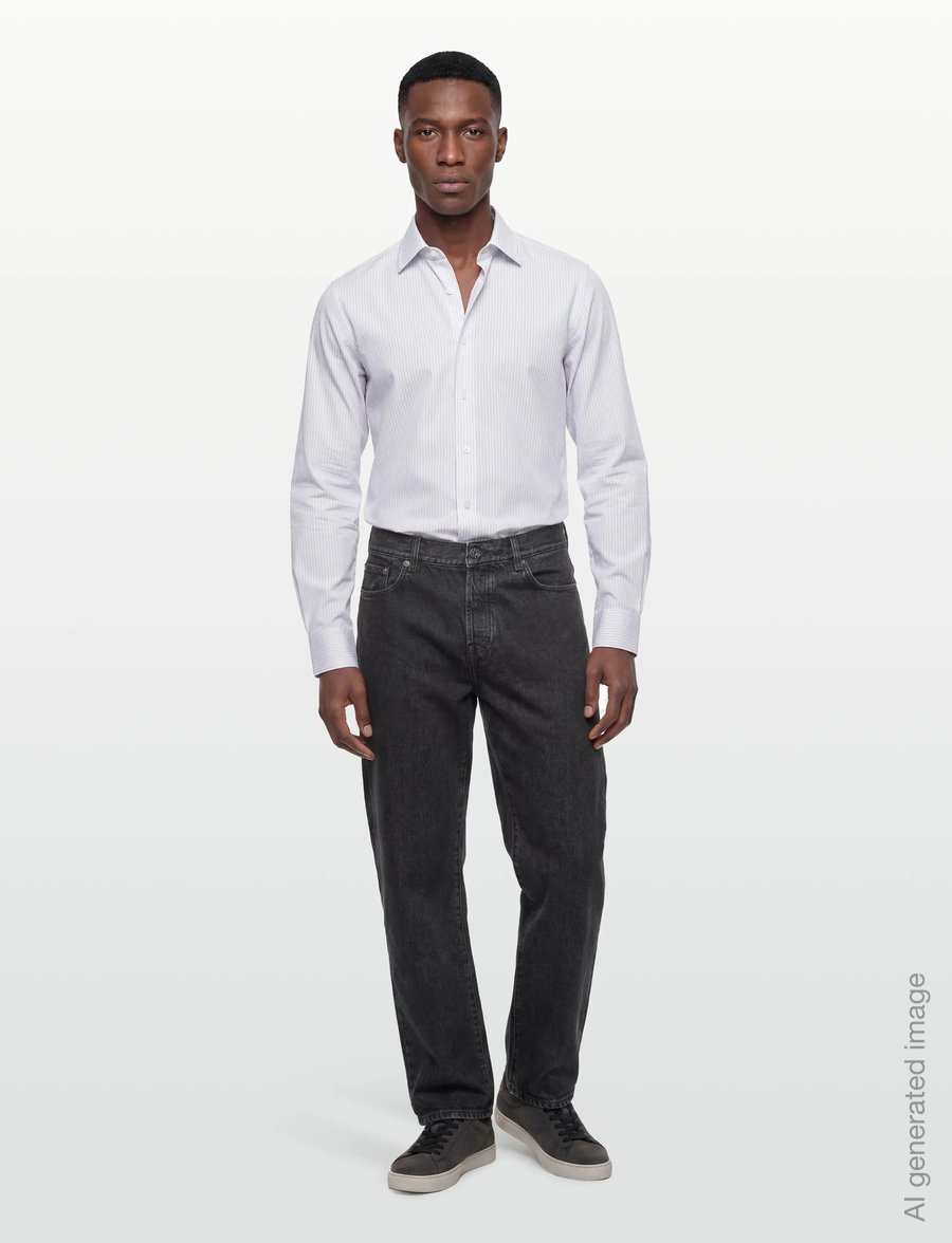 Filippa K - Cotton Poplin Striped Shirt - tavalised t-särgid - white/ black pinstripe - 0