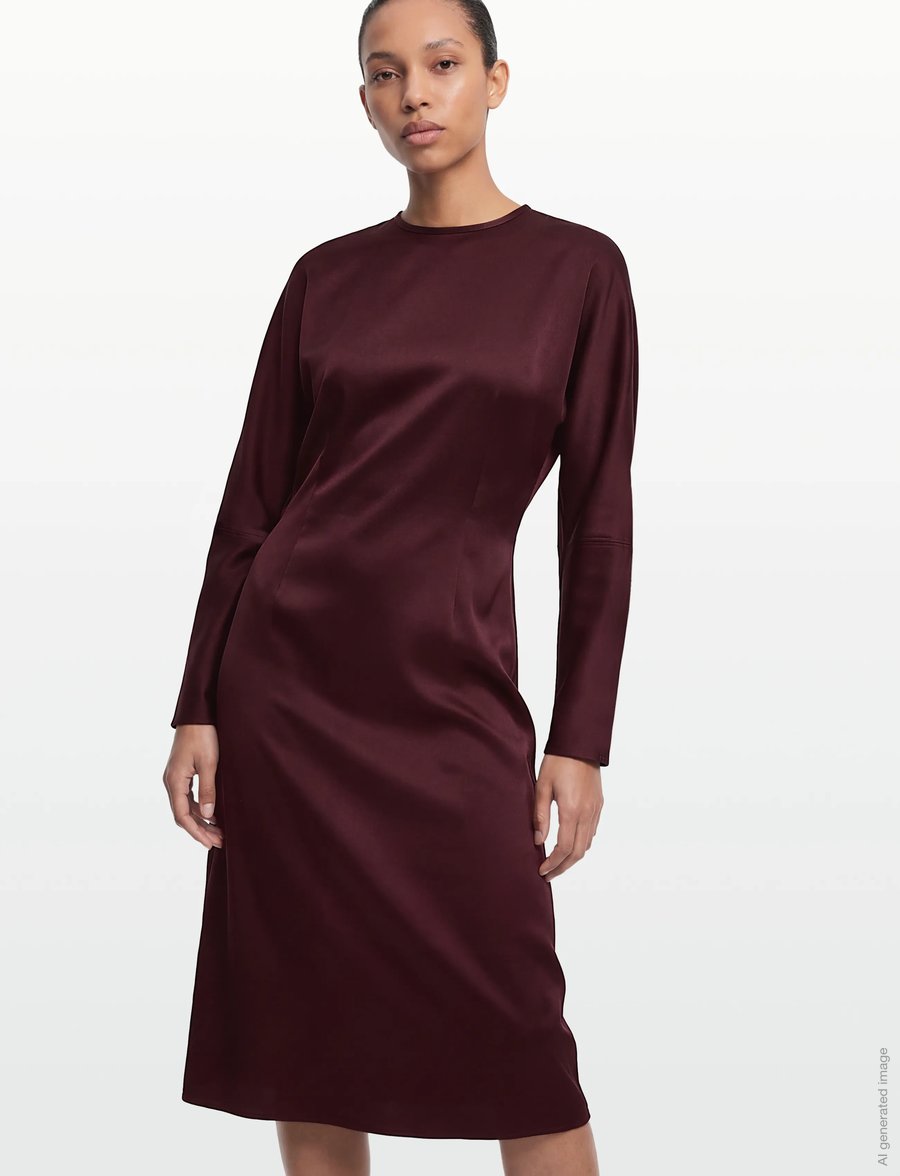 Filippa K - Batwing Dress - midi-kleider - dark burgundy - 3