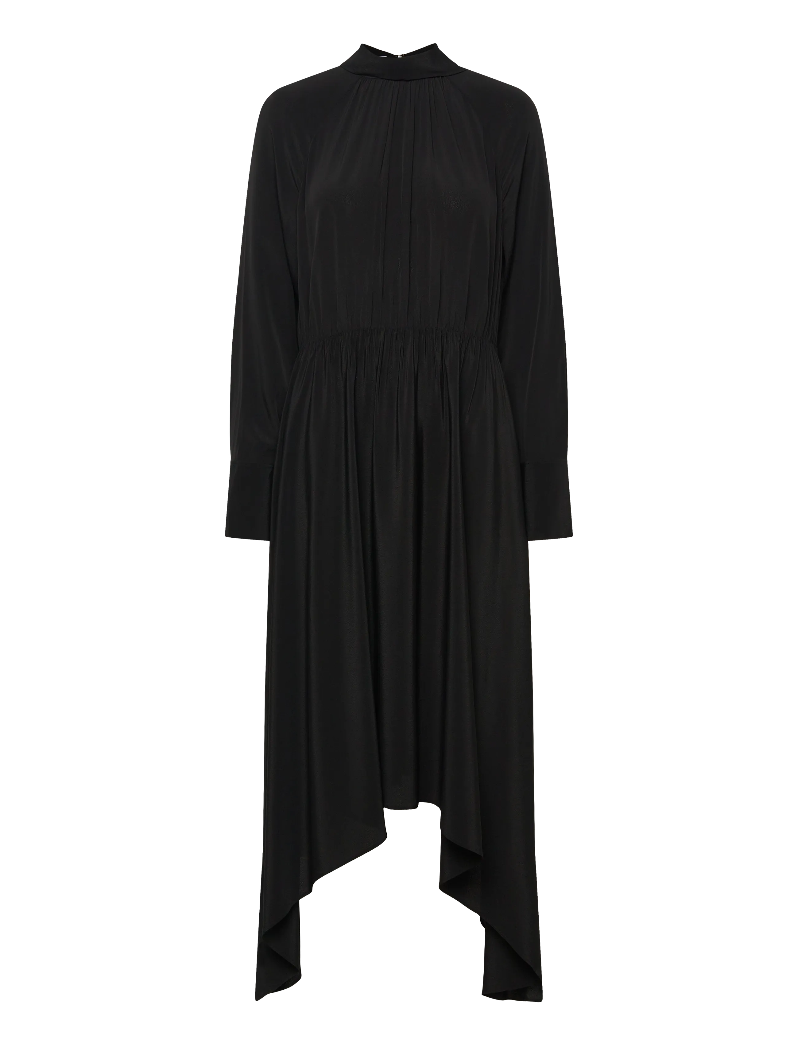 Tie Neck Scarf Dress - BLACK