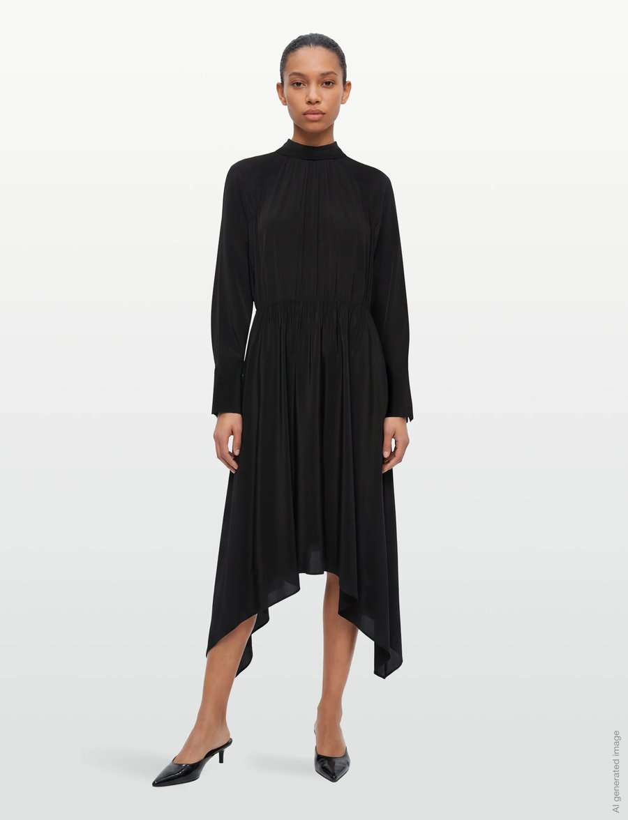 Filippa K - Tie Neck Scarf Dress - midi-kleider - black - 0