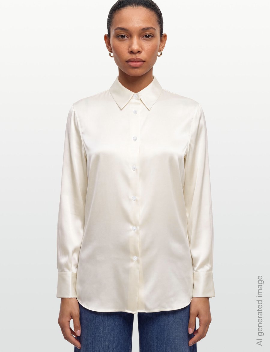 Filippa K - Silk Shirt - pikkade varrukatega särgid - ivory - 3