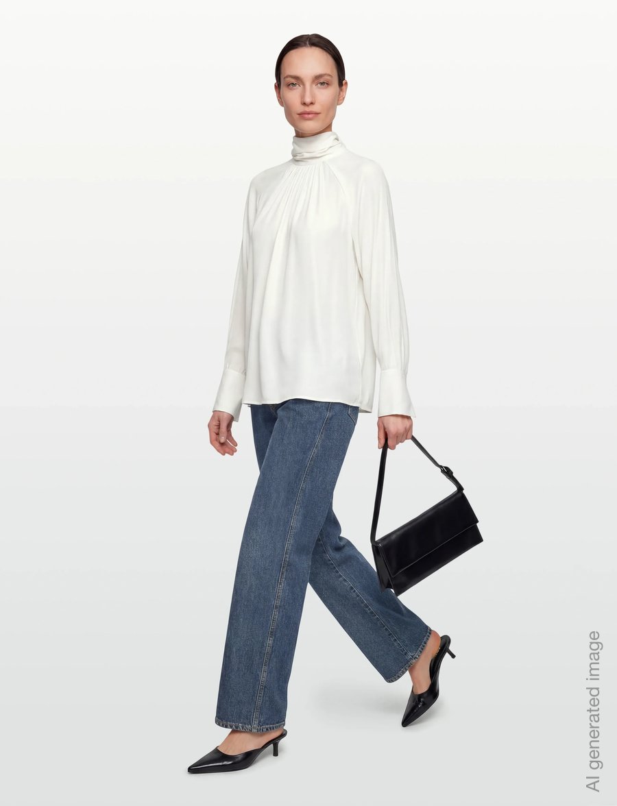 Filippa K - Tie Neck Blouse - långärmade blusar - off-white - 0