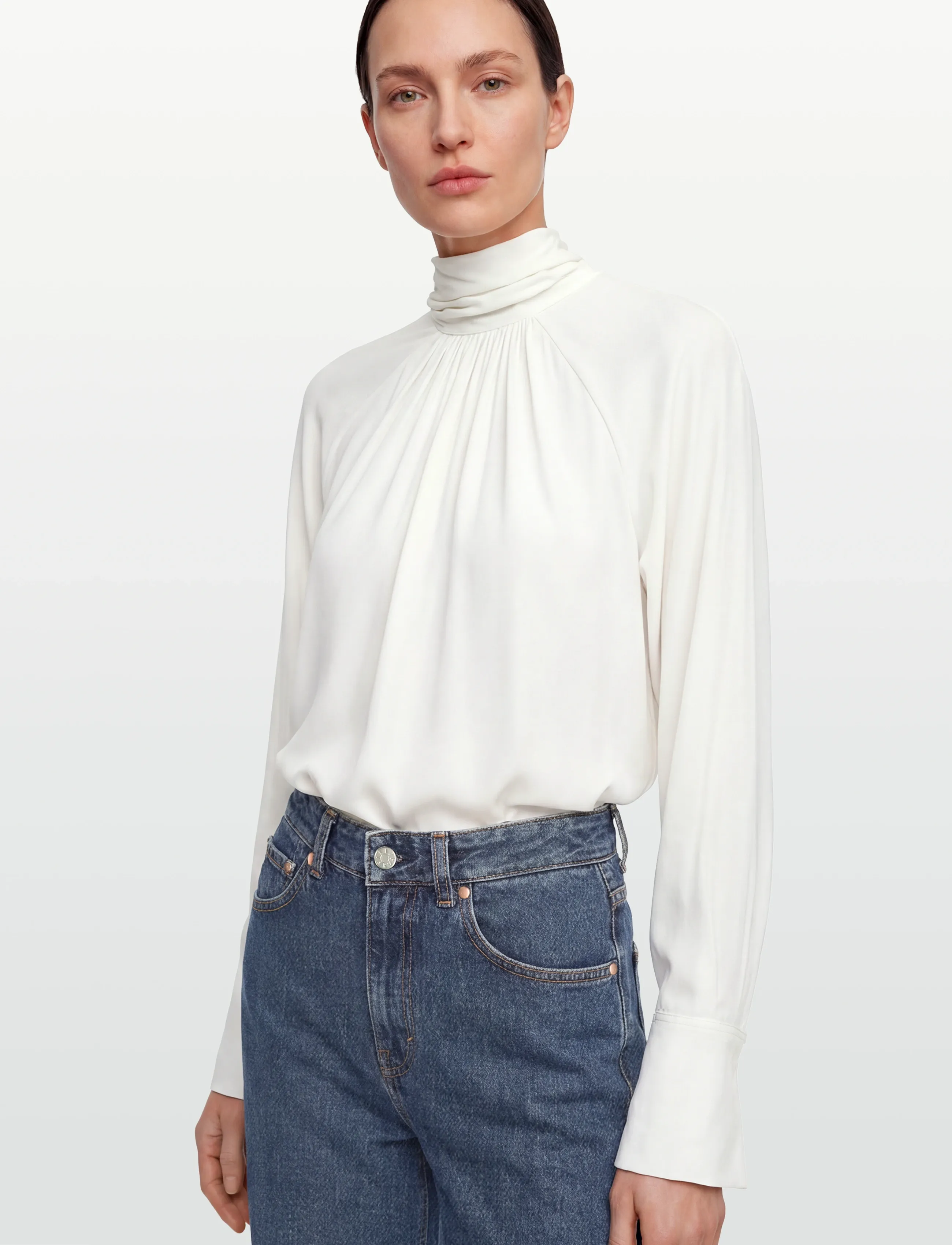 Filippa K - Tie Neck Blouse - langärmlige blusen - off-white - 3