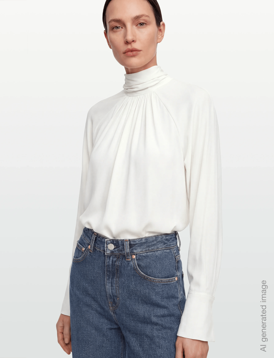 Filippa K - Tie Neck Blouse - långärmade blusar - off-white - 3