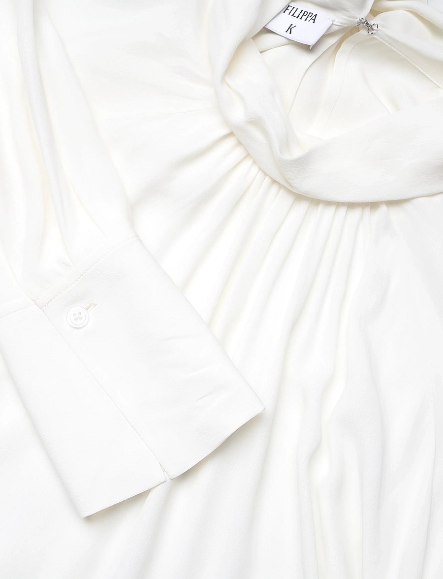 Filippa K - Tie Neck Blouse - långärmade blusar - off-white - 5