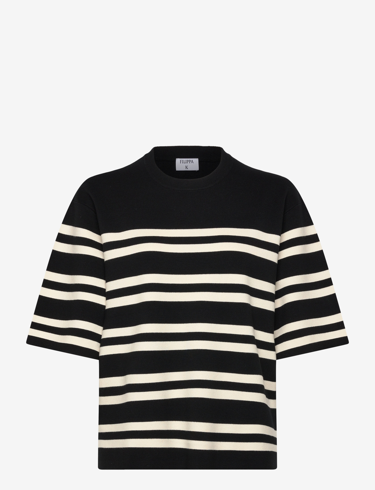 Filippa K - Milano Knit T-shirt - t-shirts - black/white - 0