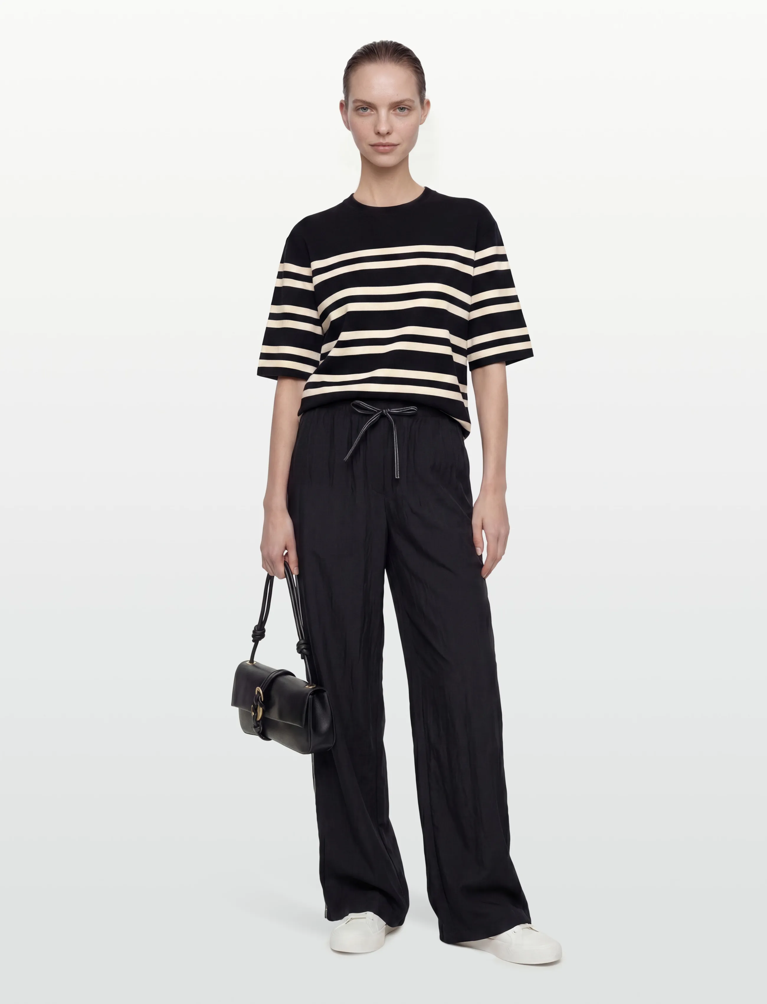Filippa K Milano Knit T-shirt - T-shirts - BLACK/WHITE / black