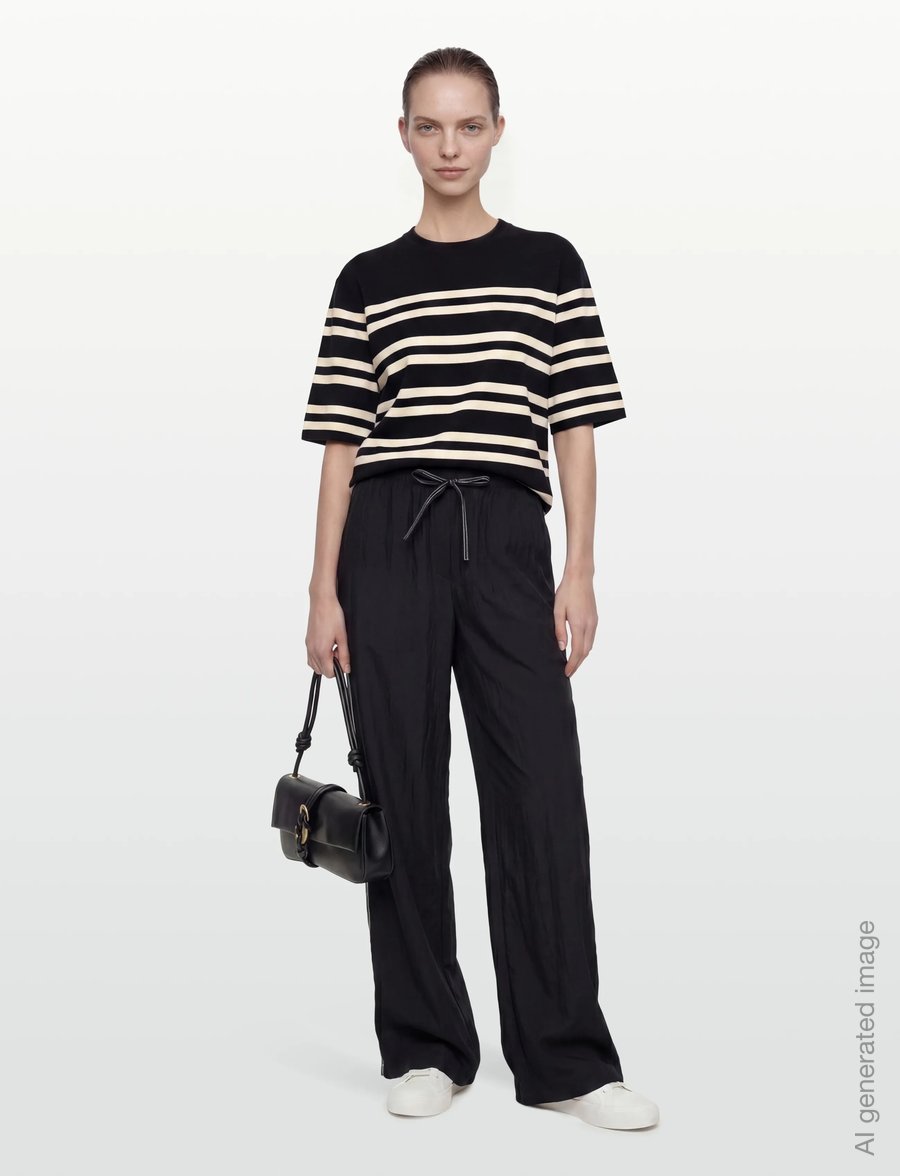 Filippa K - Milano Knit T-shirt - t-shirts - black/white - 0