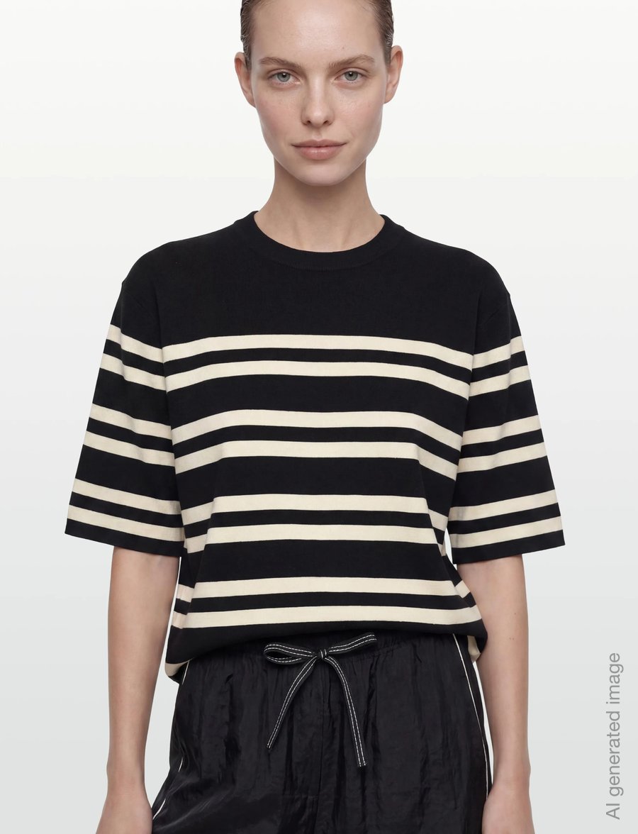 Filippa K - Milano Knit T-shirt - t-shirts - black/white - 3