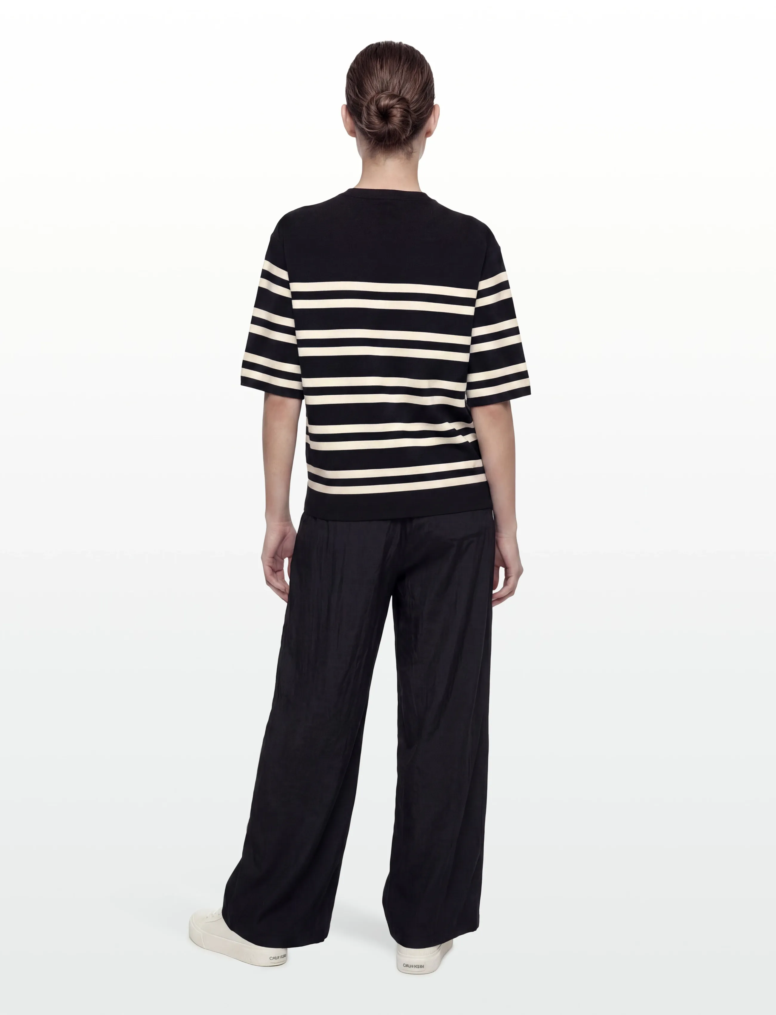 Filippa K - Milano Knit T-shirt - t-shirts & tops - black/white - 4