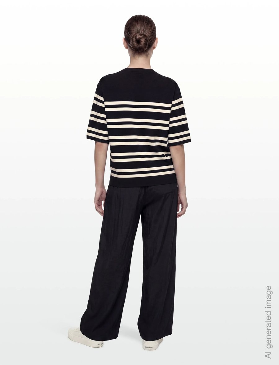Filippa K - Milano Knit T-shirt - t-shirts - black/white - 4