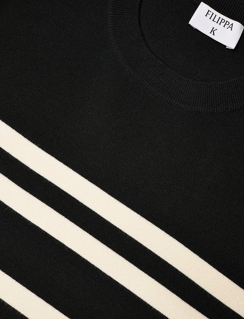Filippa K - Milano Knit T-shirt - t-shirts - black/white - 2