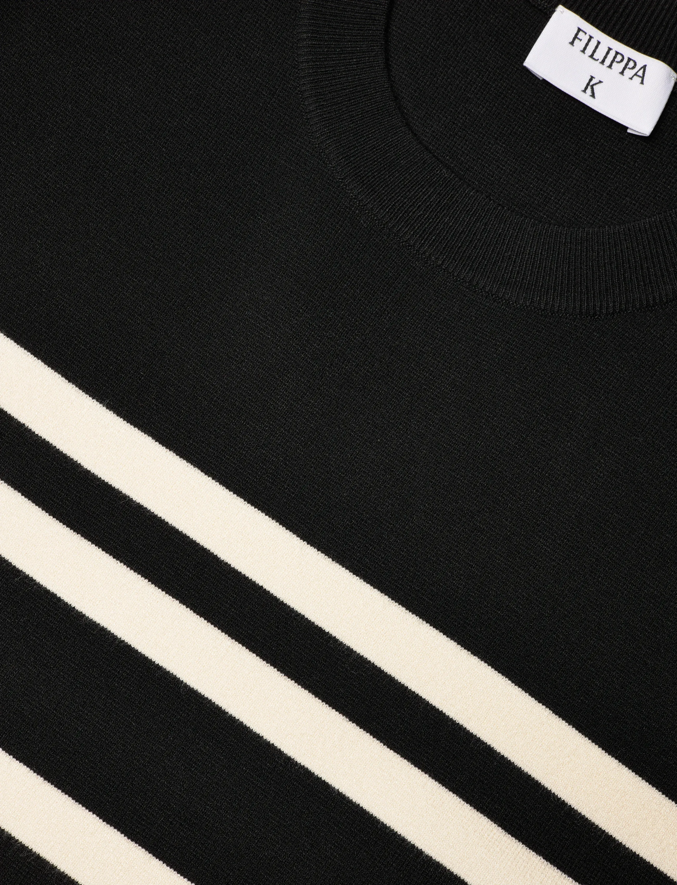 Filippa K - Milano Knit T-shirt - t-shirts & tops - black/white - 5