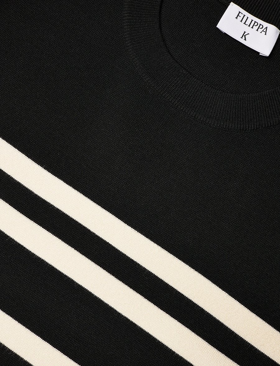 Filippa K - Milano Knit T-shirt - t-shirts - black/white - 5