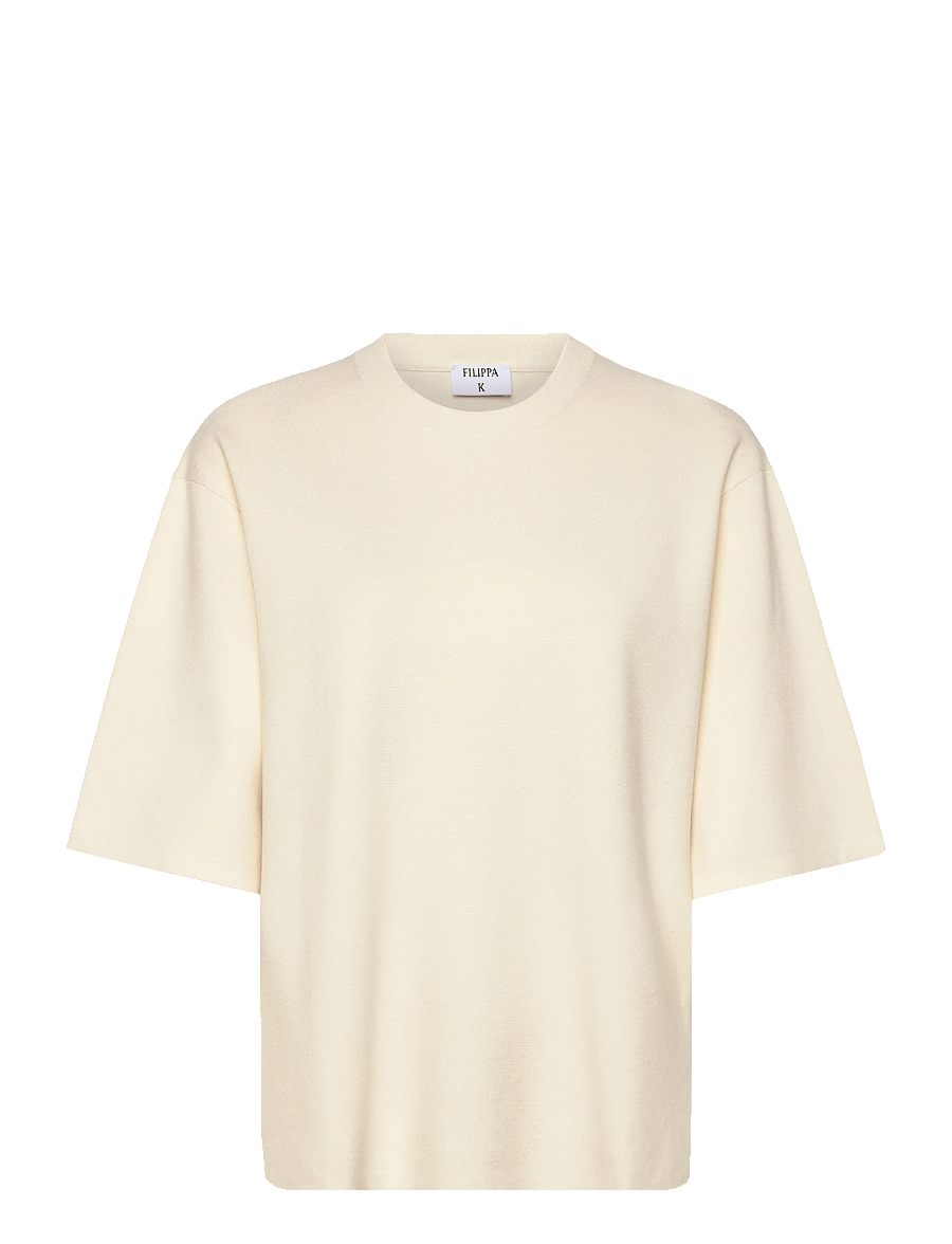 Filippa K - Milano Knit T-shirt - t-shirts - calico white - 1