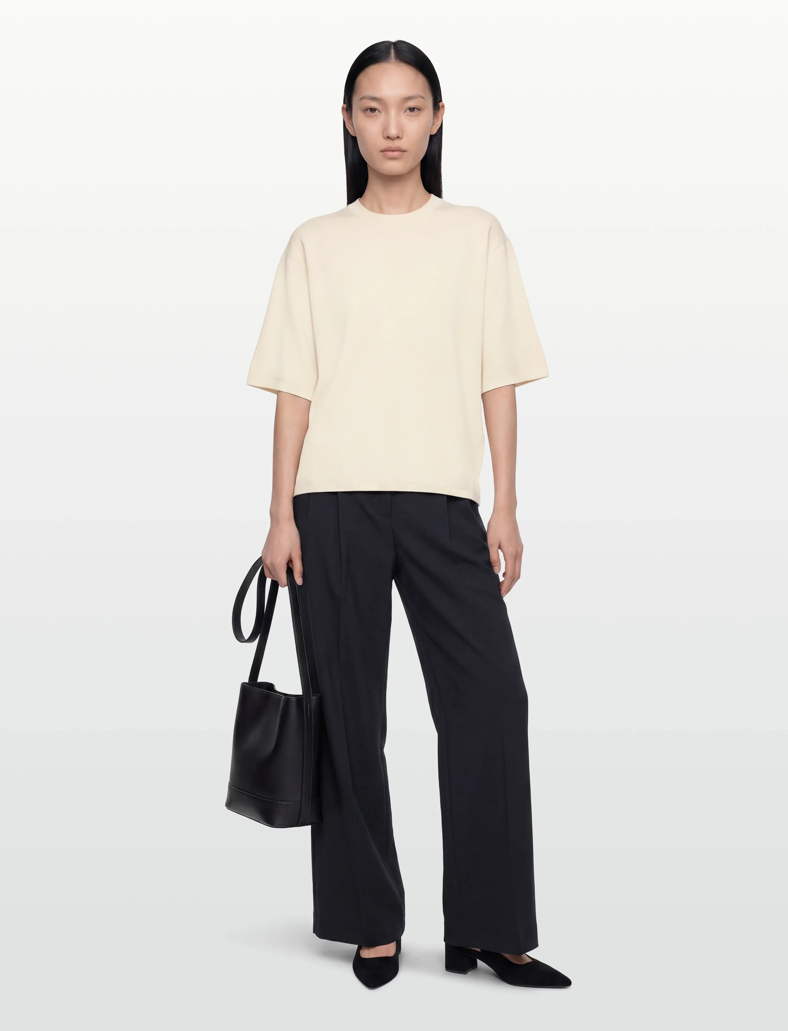 Filippa K Milano Knit T-shirt - T-shirts - CALICO WHITE / cream