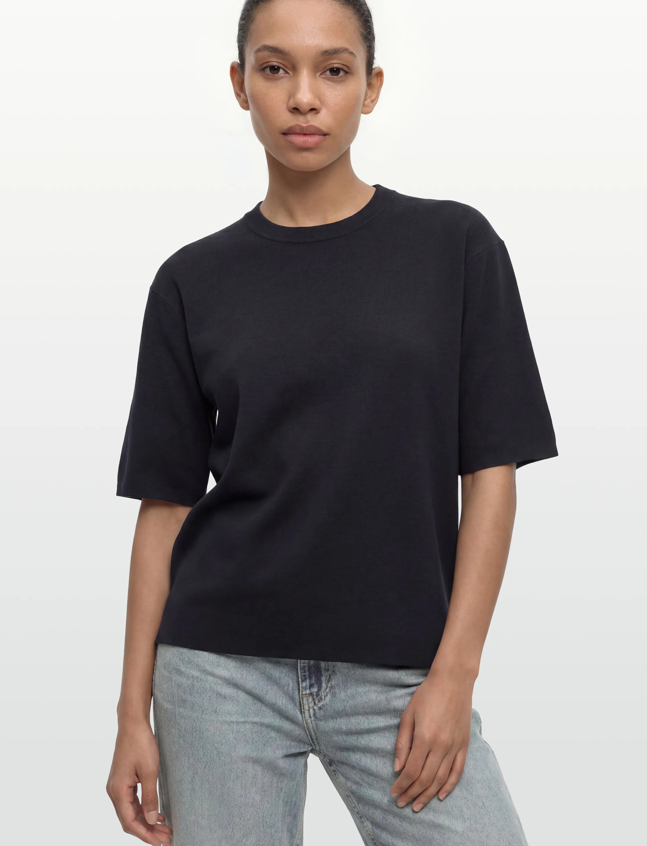Filippa K - Milano Knit T-shirt - t-shirts - navy - 3
