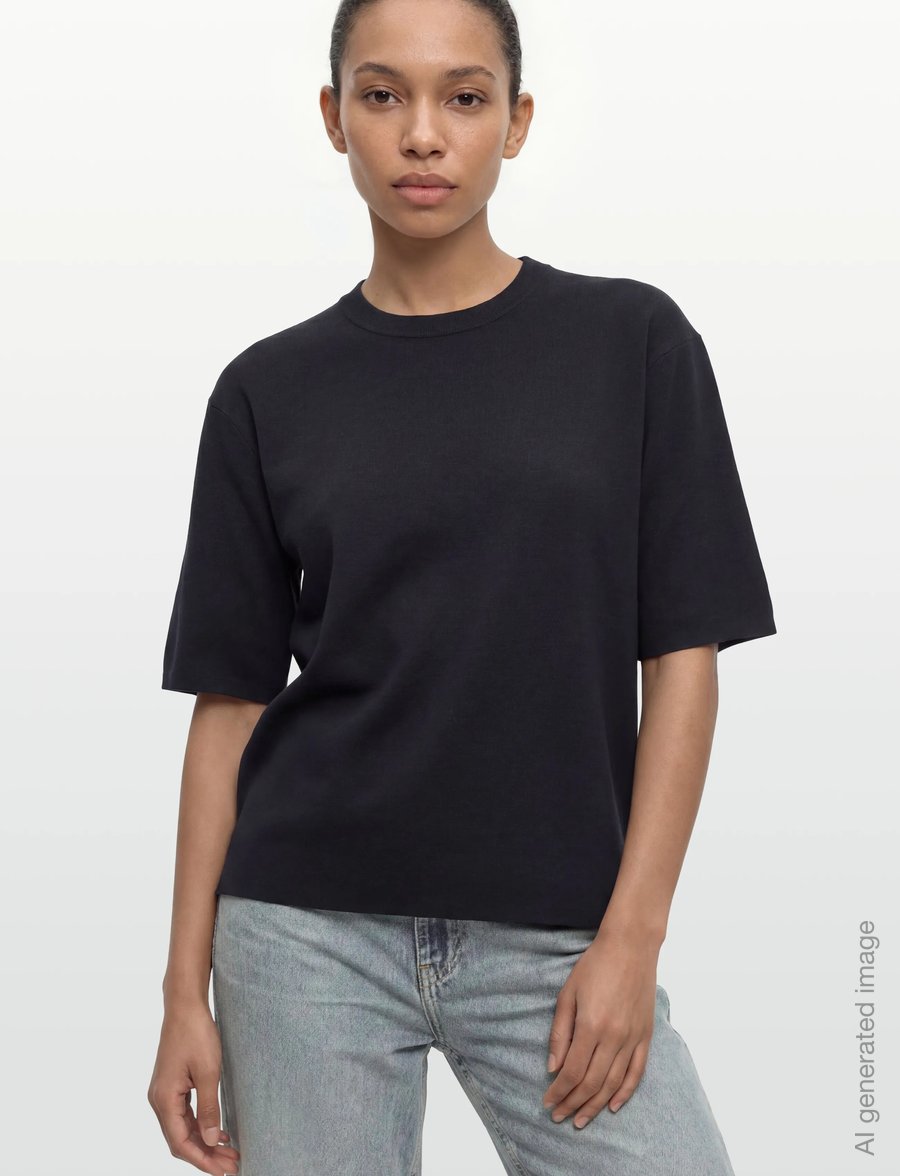 Filippa K - Milano Knit T-shirt - t-shirts - navy - 3
